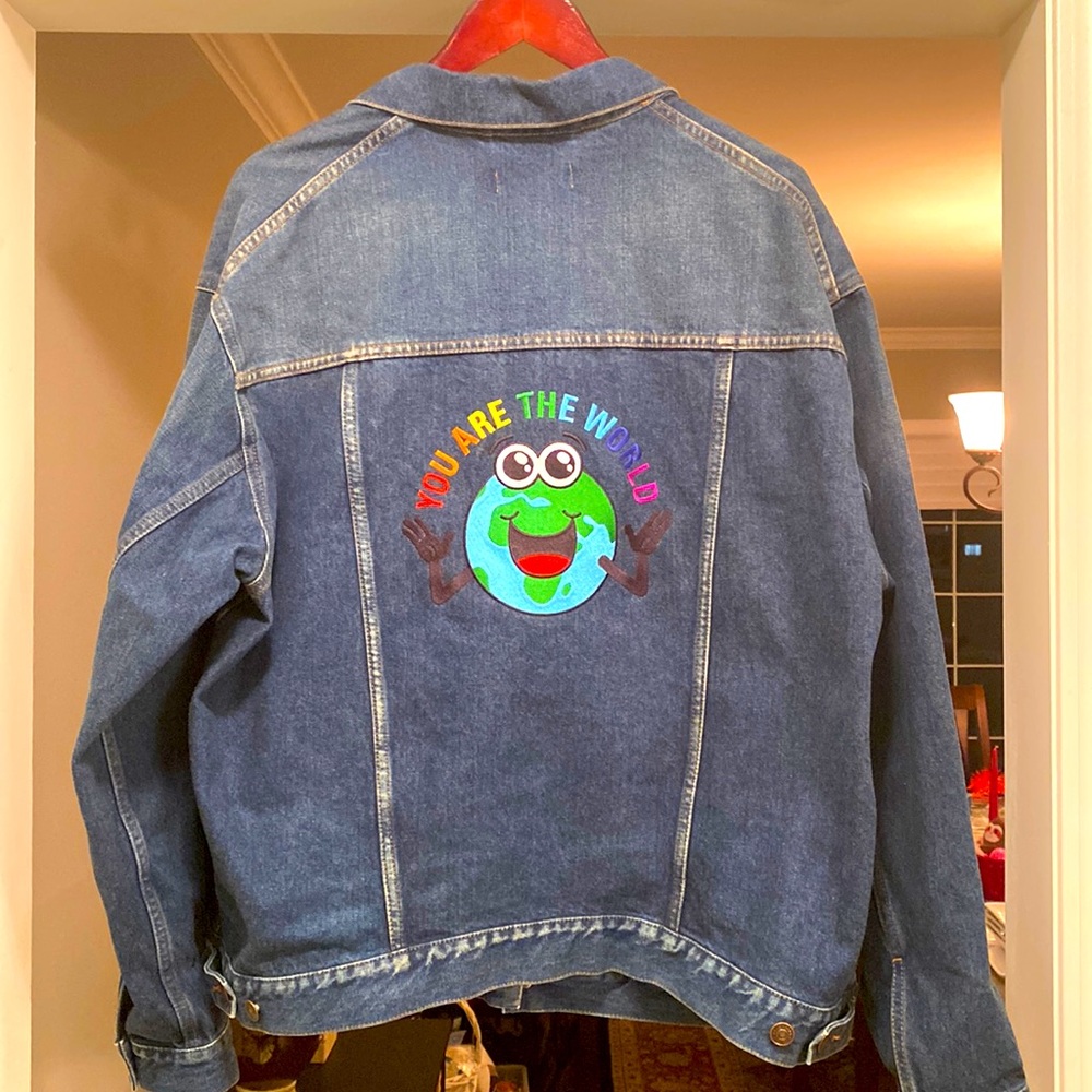 Balenciaga “You Are The World “ Blue Denim Jacket men’s size 36
